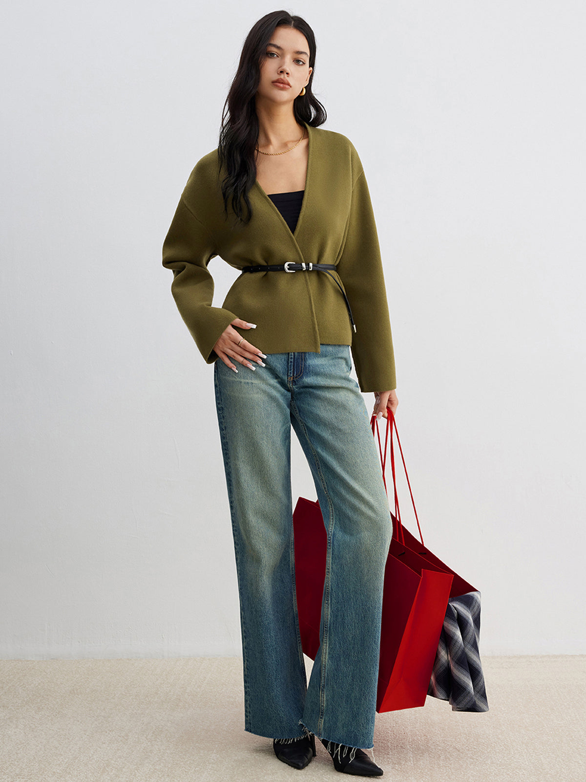 Retro Shift Cardigan Without Belt-Mesadic