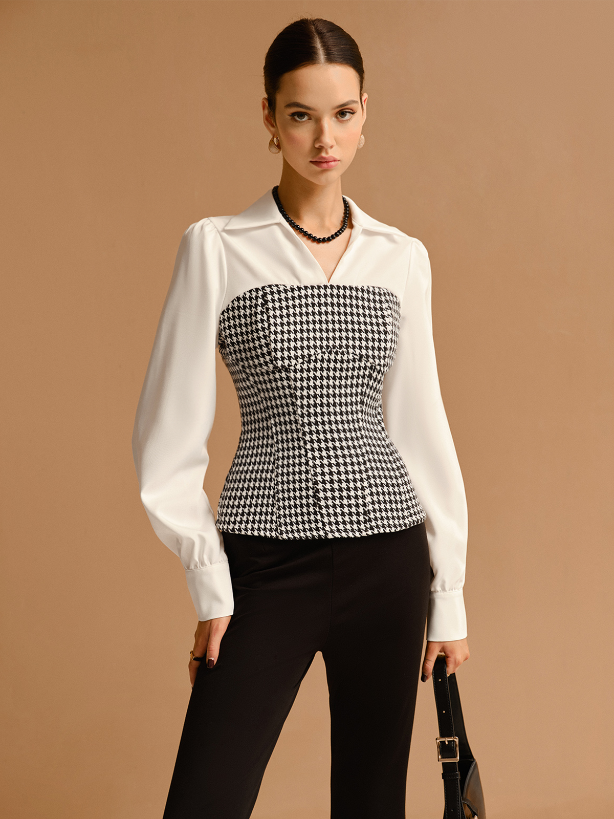 2 in 1 Houndtooth Polo Shirt-Mesadic