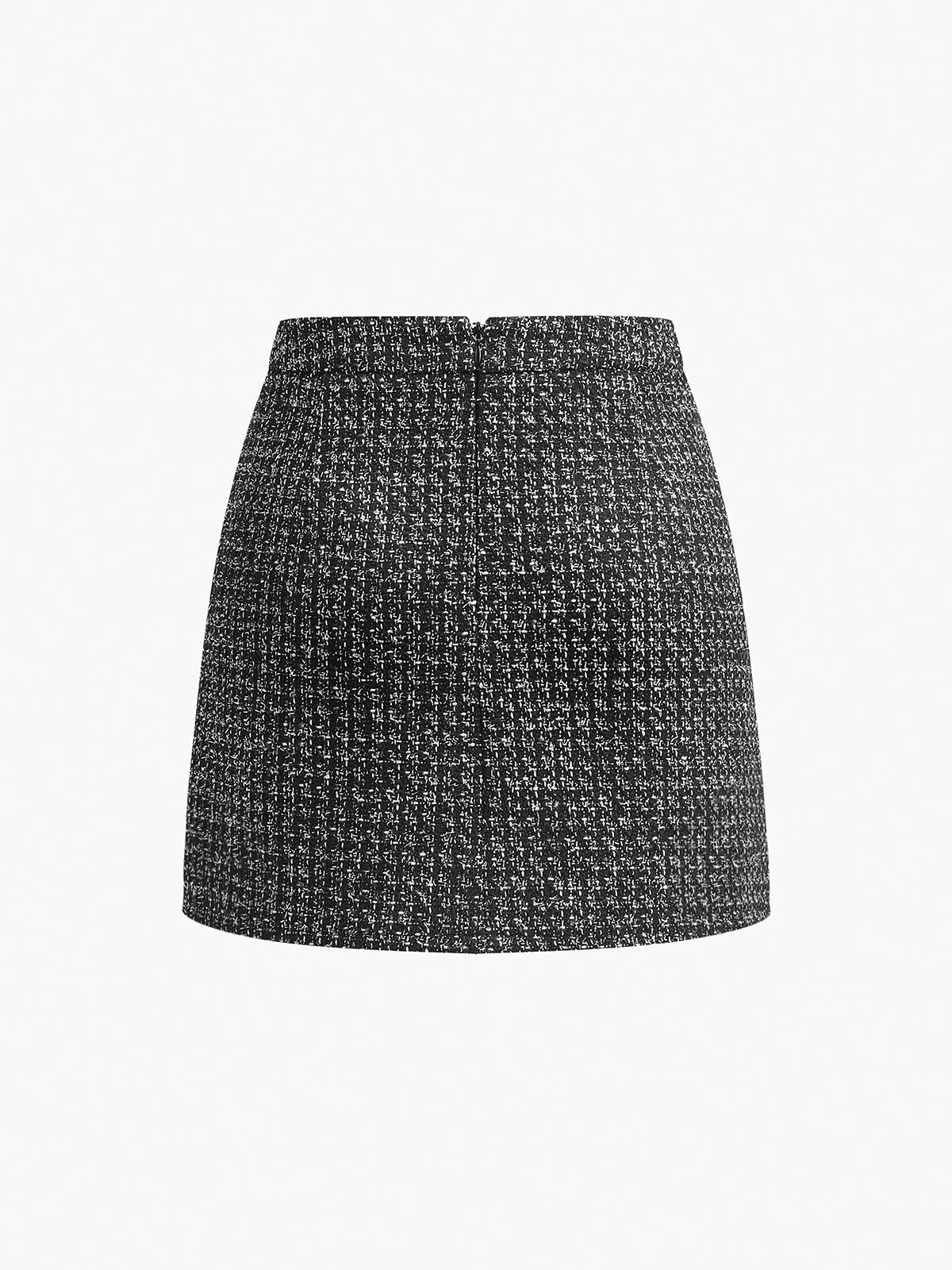 Tweed Zipper A-Line Mini Skirt-Mesadic