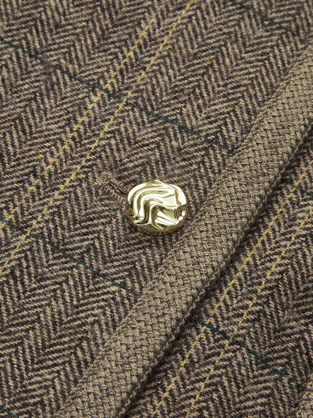 Color Block Checked Button Jacket-Mesadic