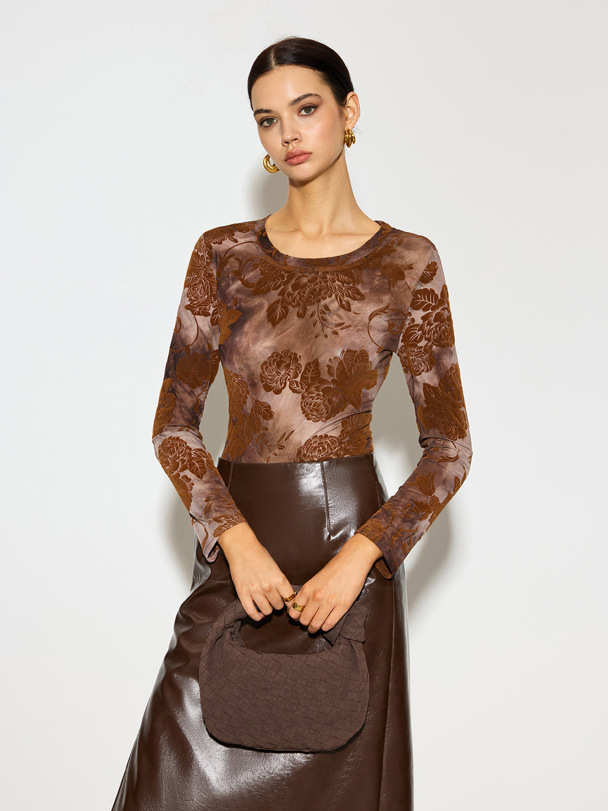 Tye Dye Printed Slim Mesh Top-Mesadic
