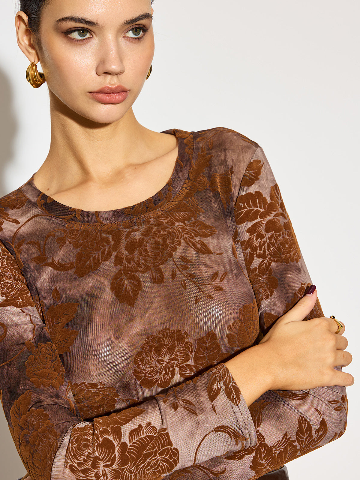 Tye Dye Printed Slim Mesh Top-Mesadic