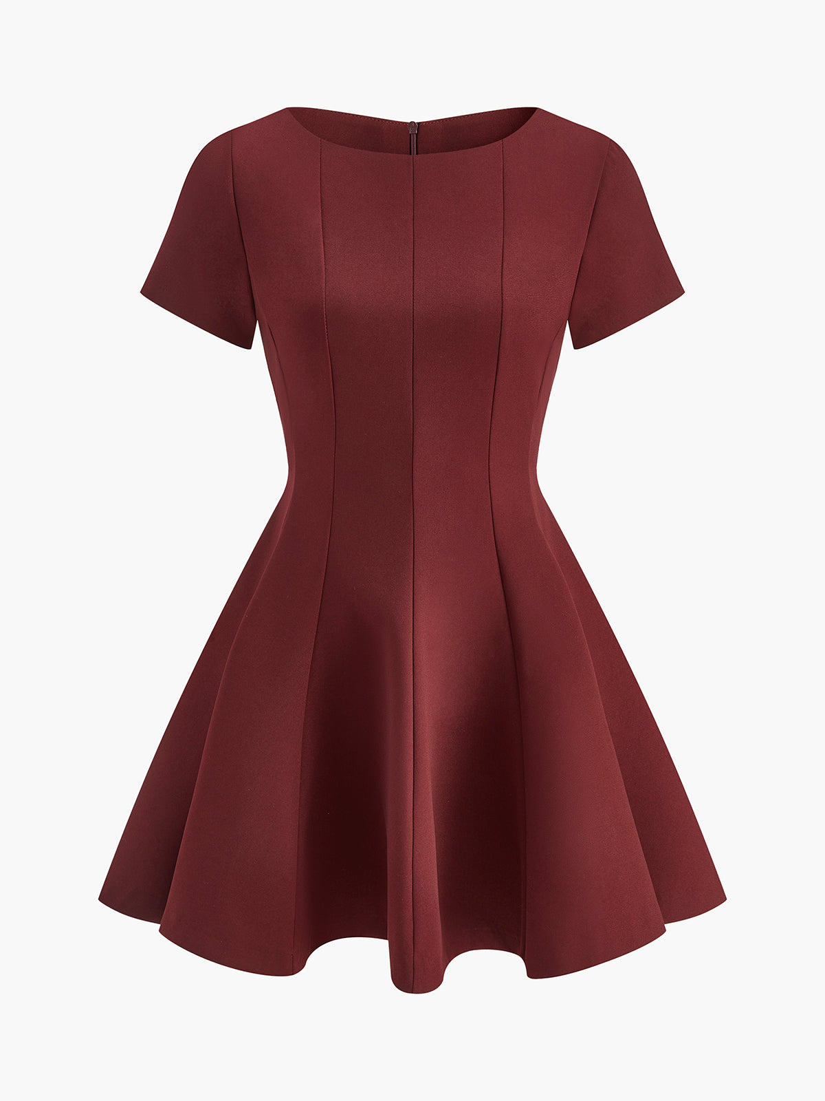 Pleated Piping Short Sleeve Dress-Mesadic