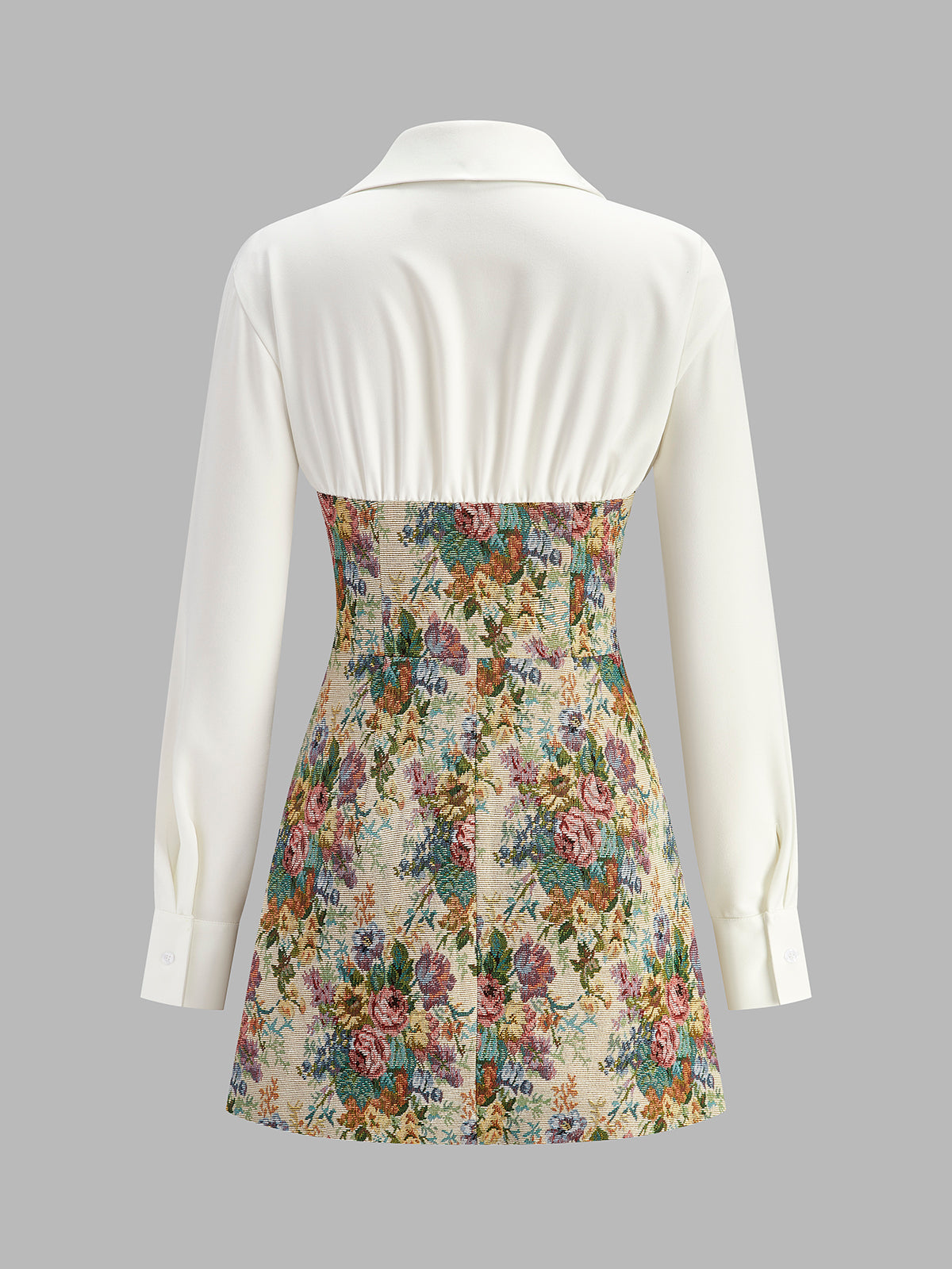 2 in 1 Tweed Floral Zipper Polo Dress-Mesadic
