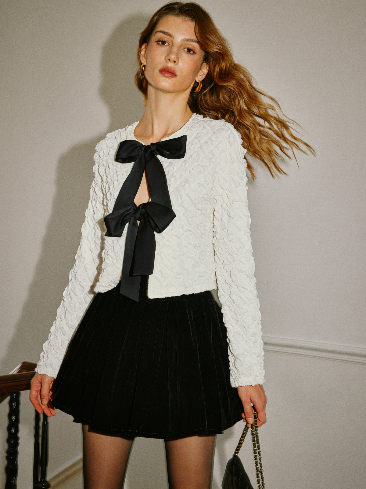 Mid-Waist Umbrella Shape Pleated Skirt-Mesadic