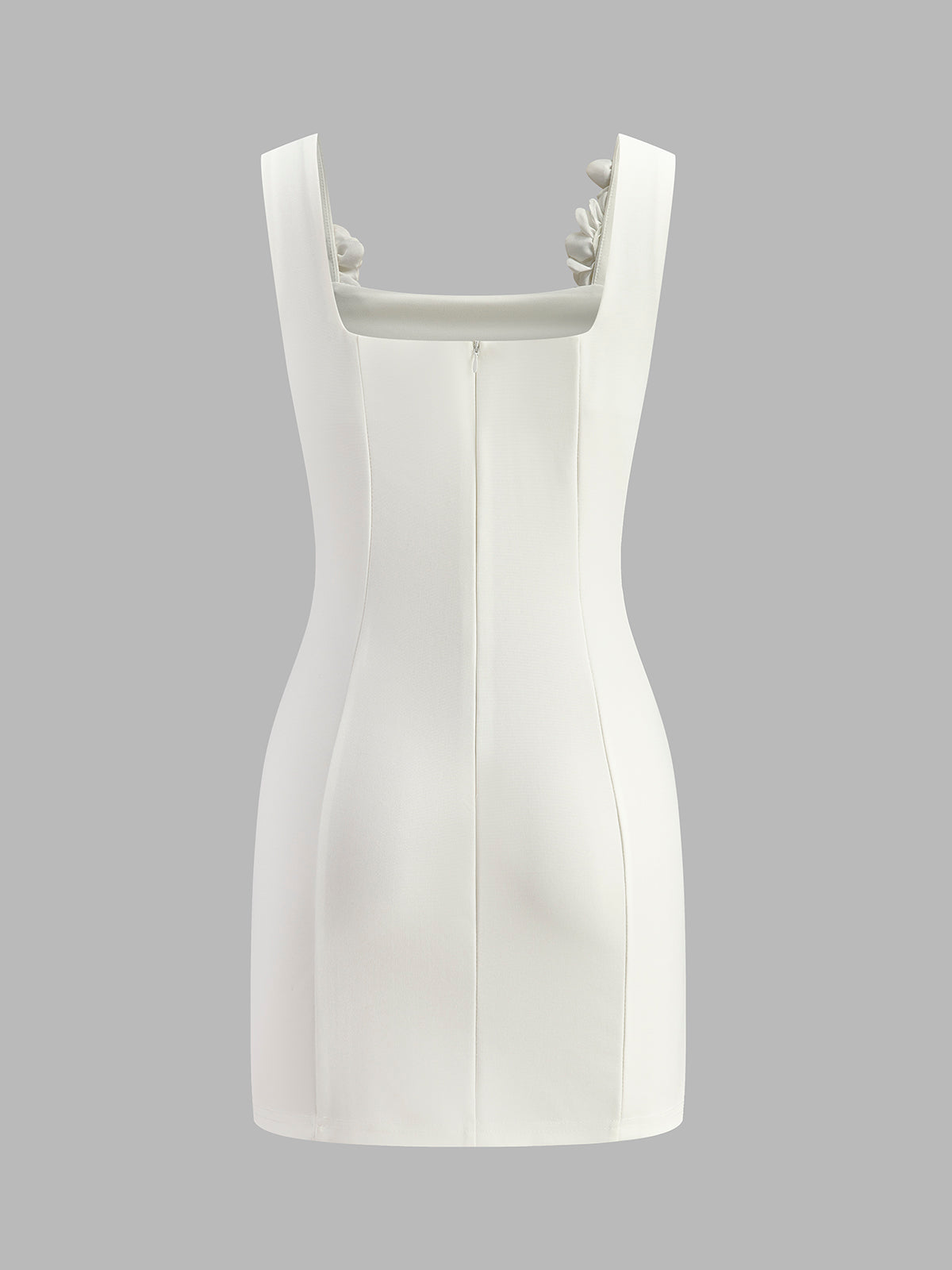 3D Flower Zipper Strappy Short Dress-Mesadic