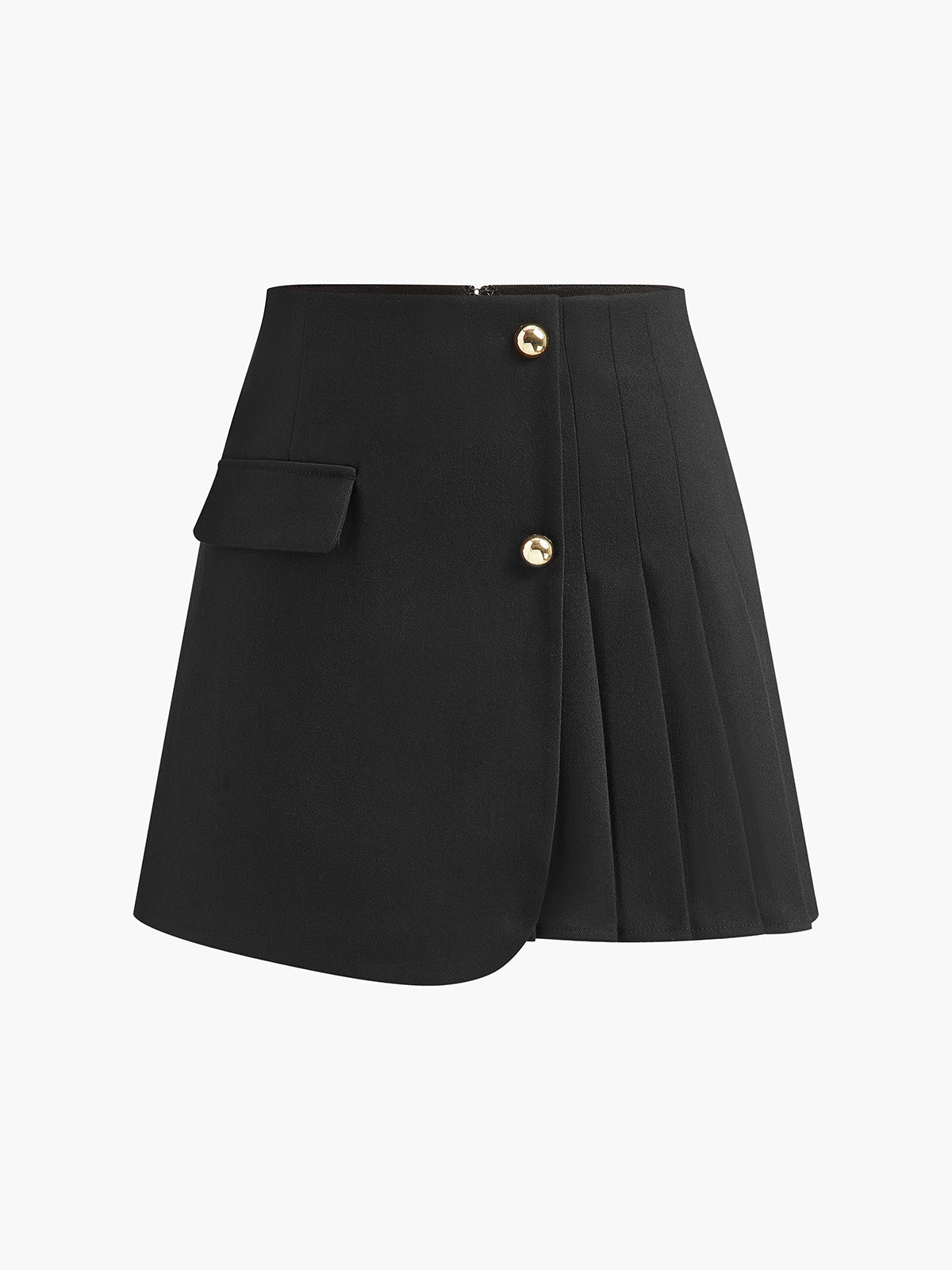 Asymmetrical Pleated Zipper Skirt-Mesadic