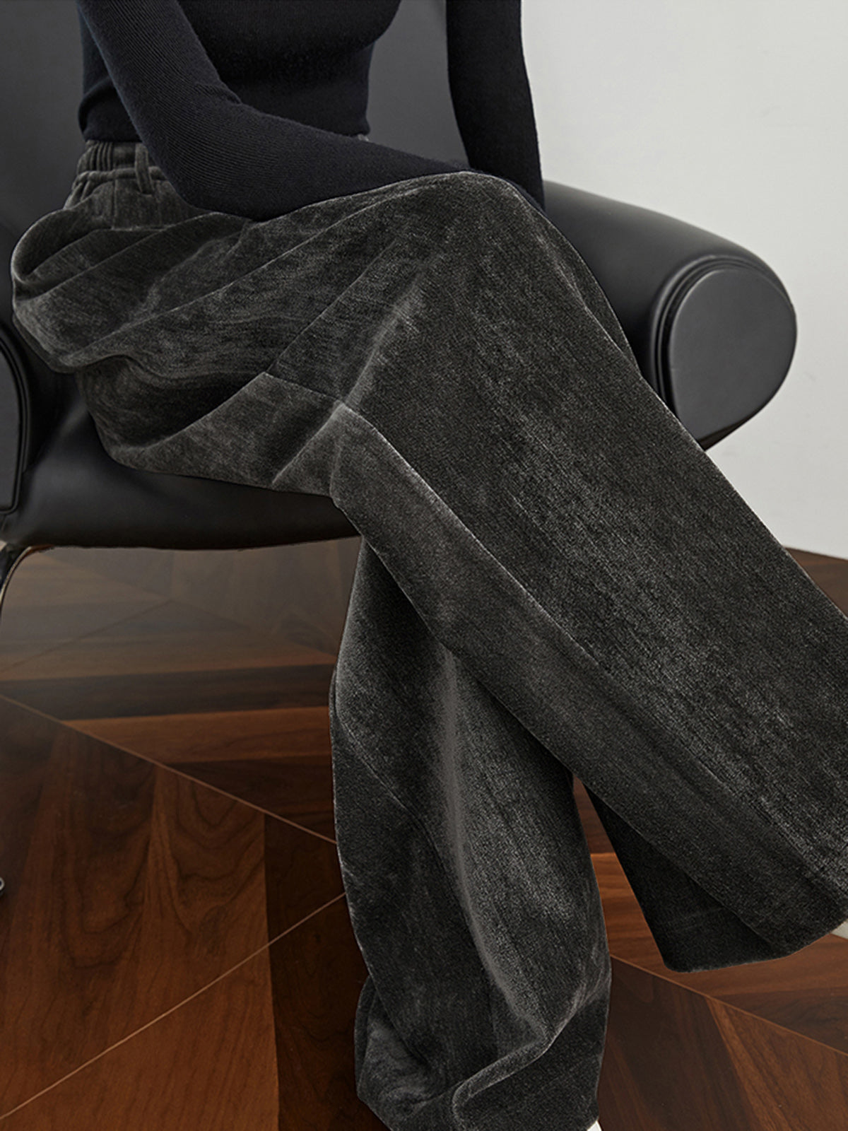 Velvet Wide-Leg Pants-Mesadic