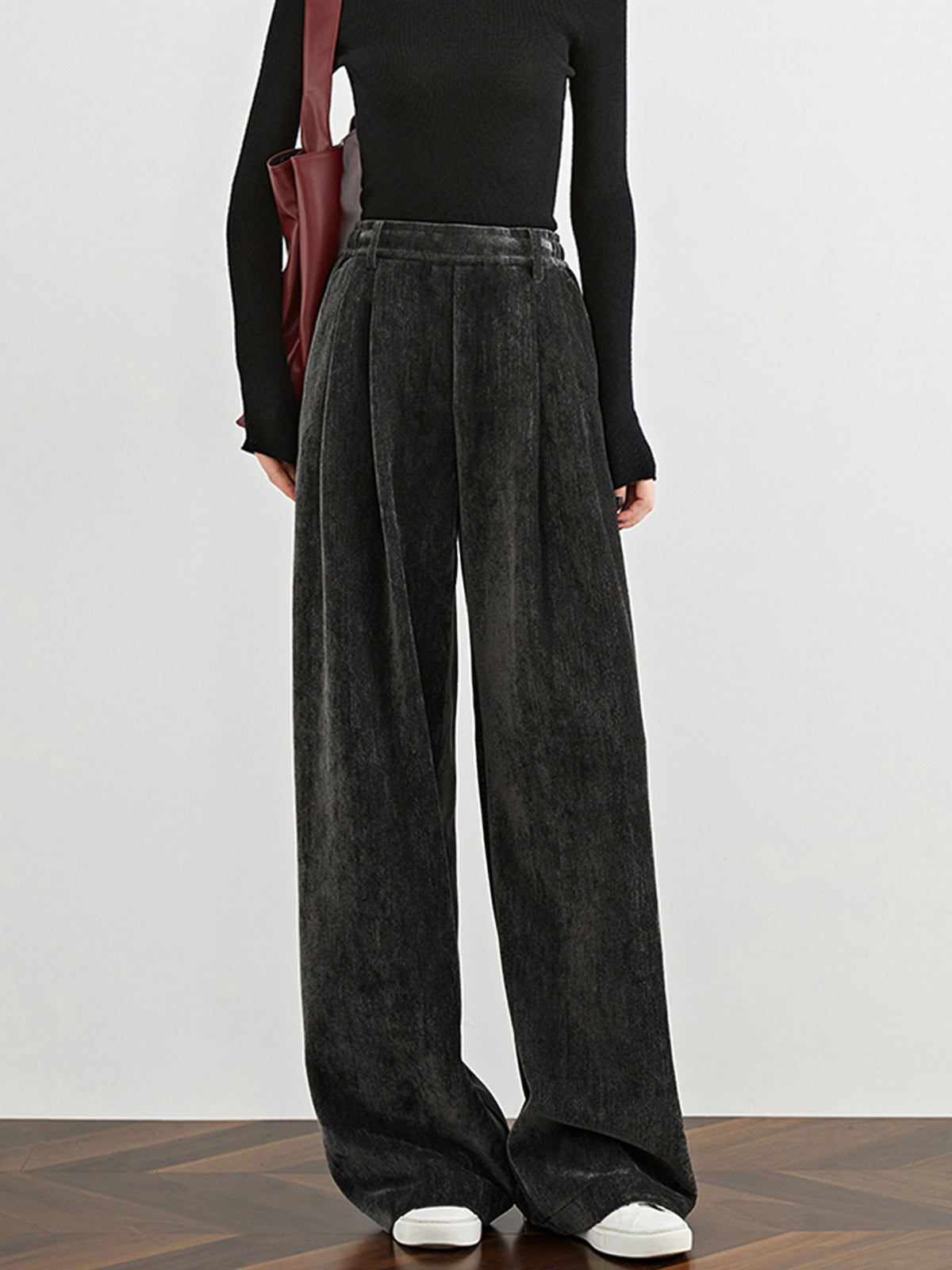 Velvet Wide-Leg Pants-Mesadic