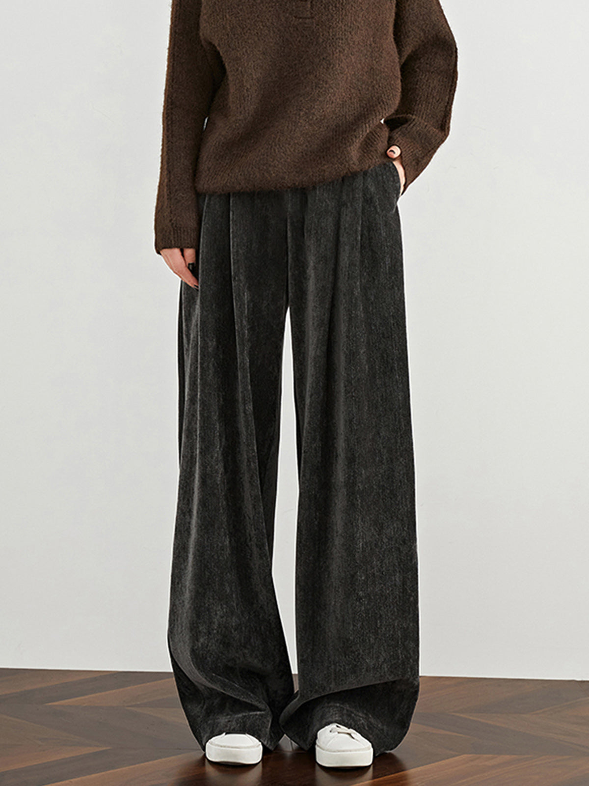 Velvet Wide-Leg Pants-Mesadic