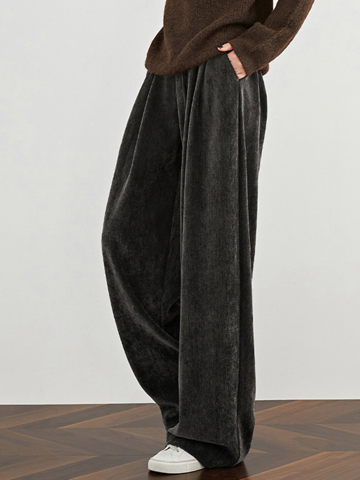 Velvet Wide-Leg Pants-Mesadic