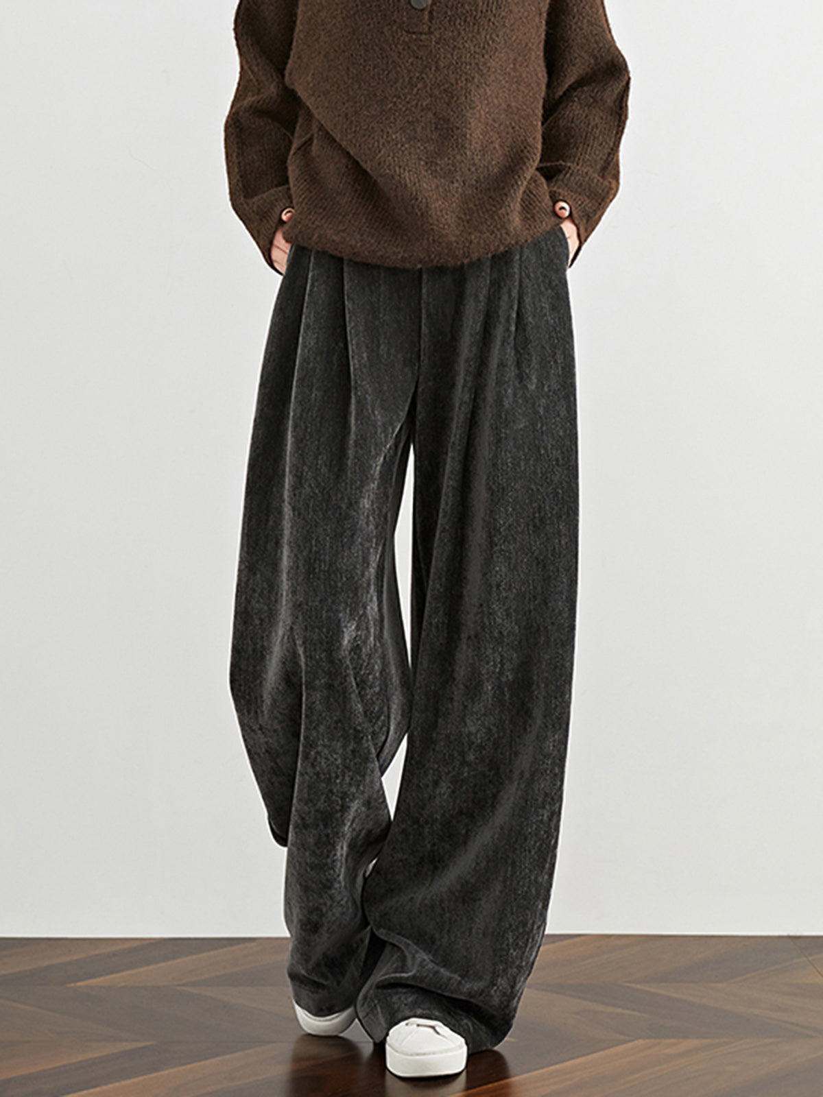Velvet Wide-Leg Pants-Mesadic