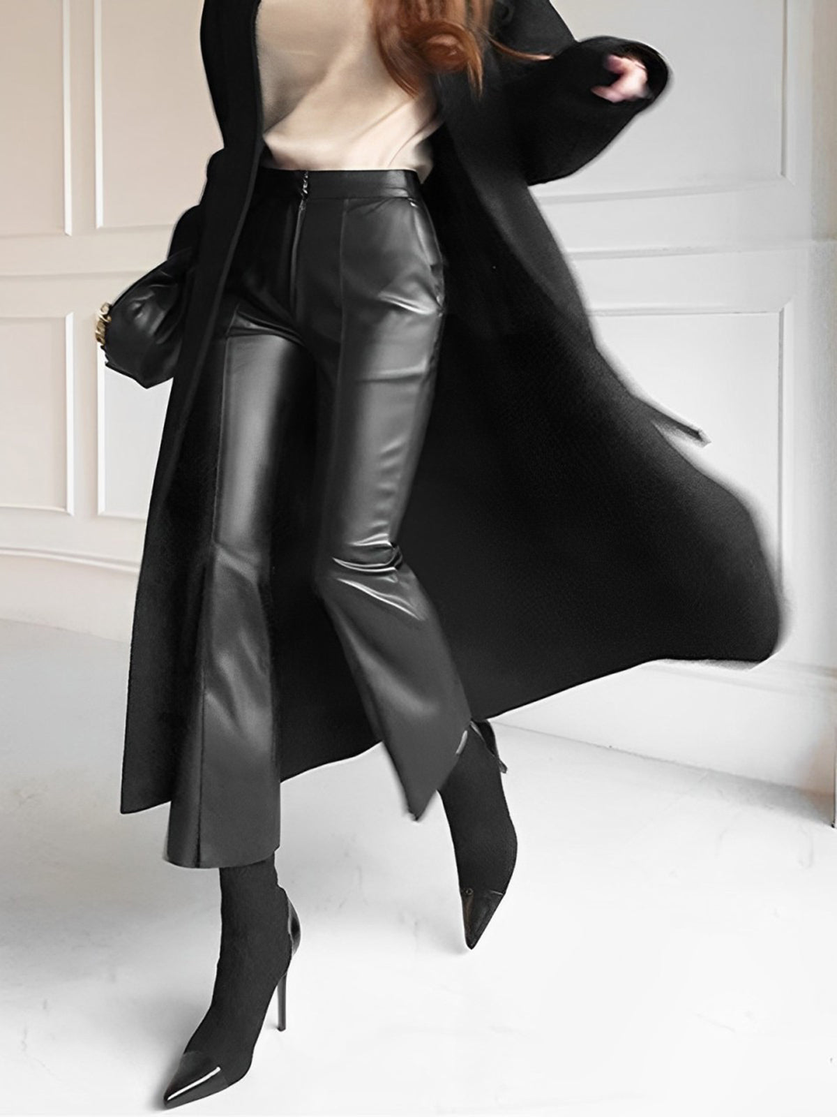 Faux Leather Skinny Cropped Pants-Mesadic