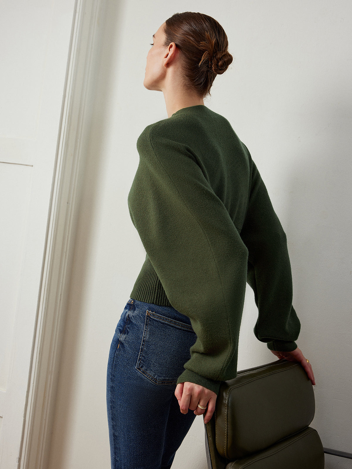 Batwing Sleeve Cinched Sweater-Mesadic
