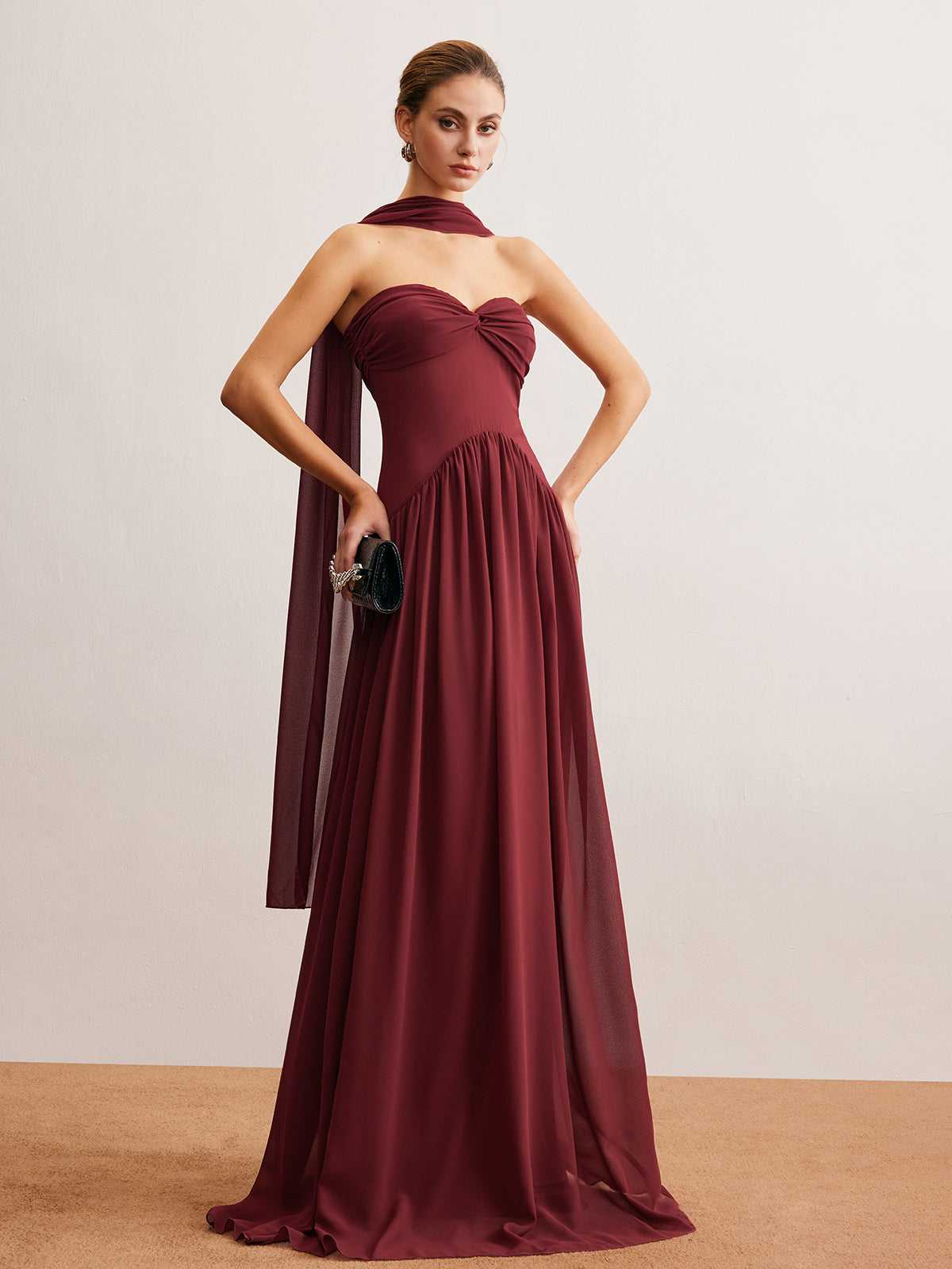 Romance Ruched Long-Ribbon Tube Dress-Mesadic