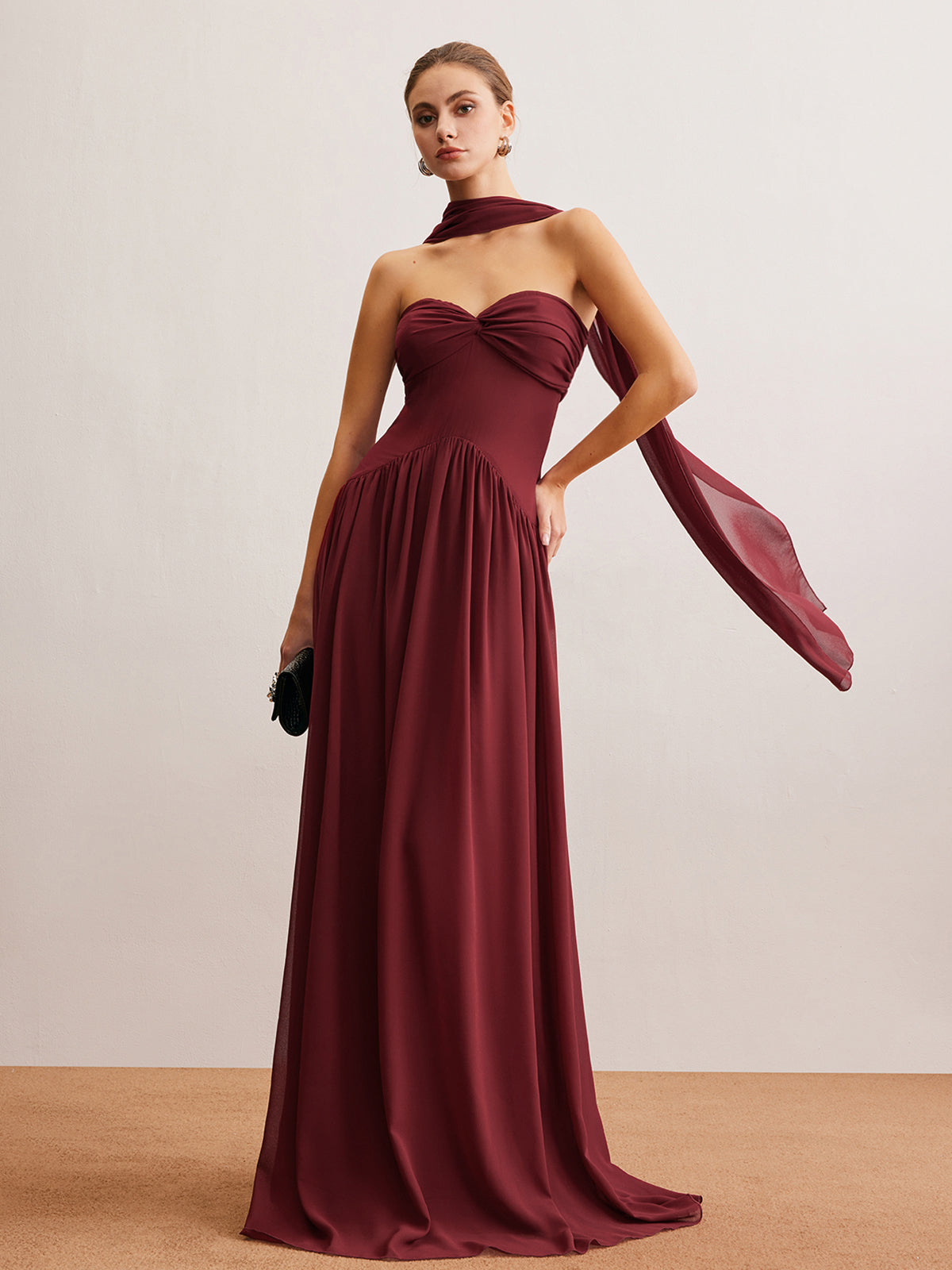 Romance Ruched Long-Ribbon Tube Dress-Mesadic