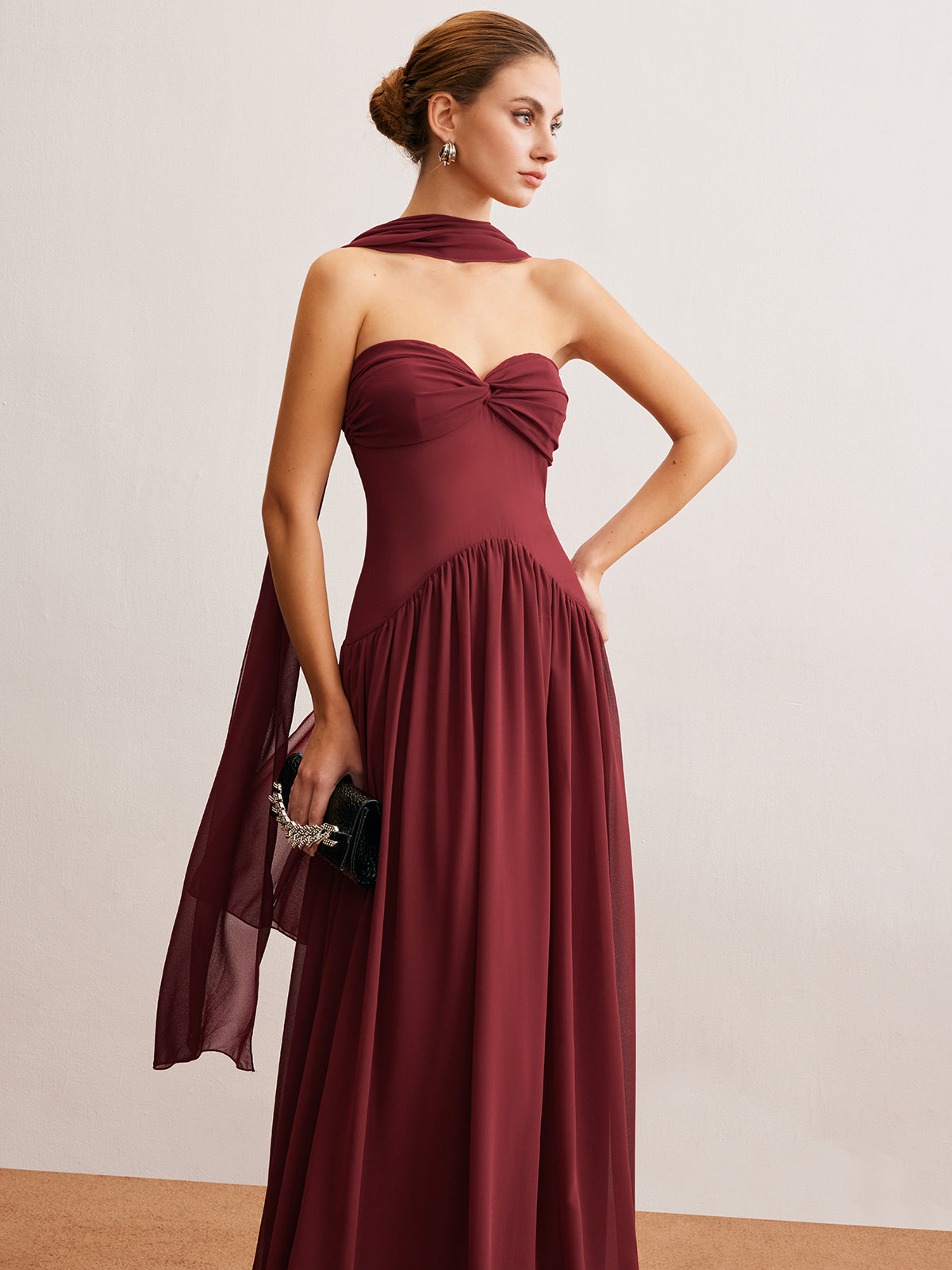 Romance Ruched Long-Ribbon Tube Dress-Mesadic