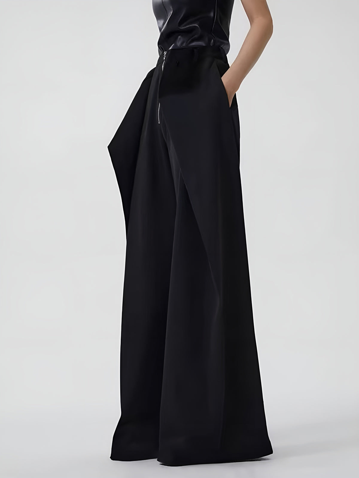 Plain Zipper Design Pants-Mesadic