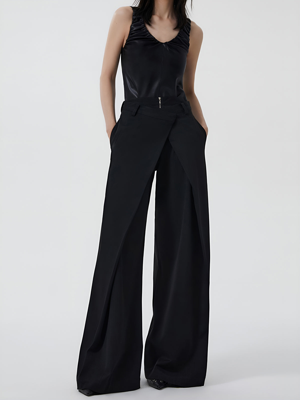 Plain Zipper Design Pants-Mesadic