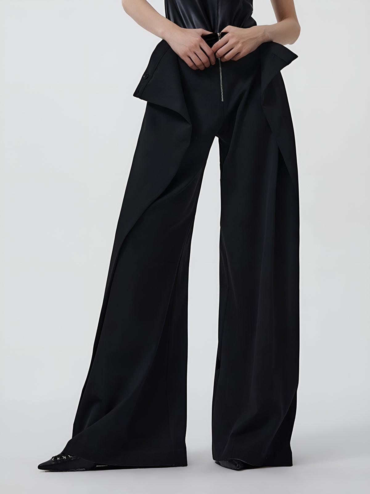 Plain Zipper Design Pants-Mesadic