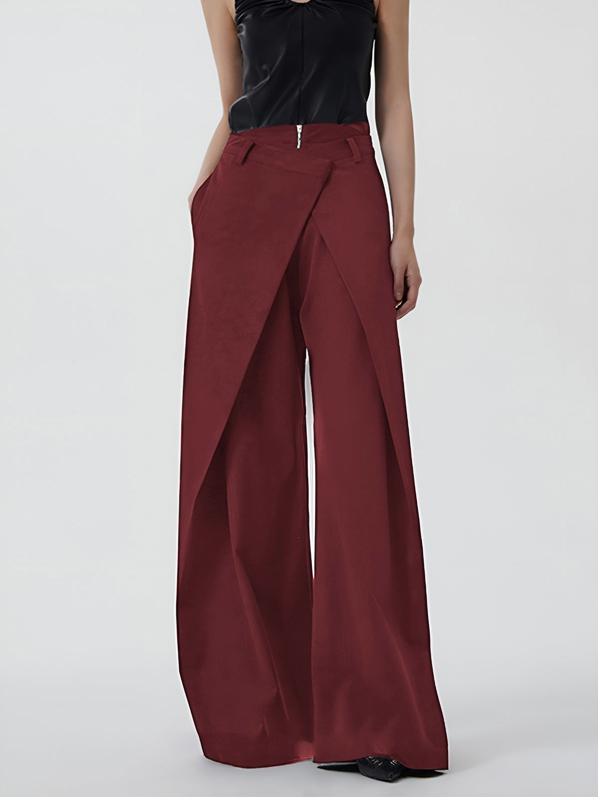 Plain Zipper Design Pants-Mesadic