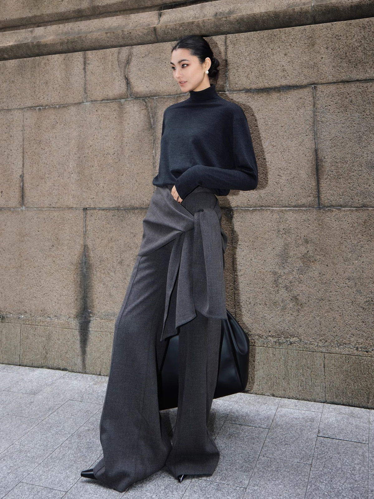 Utility Mid-Waist Knotted Design Pants-Mesadic