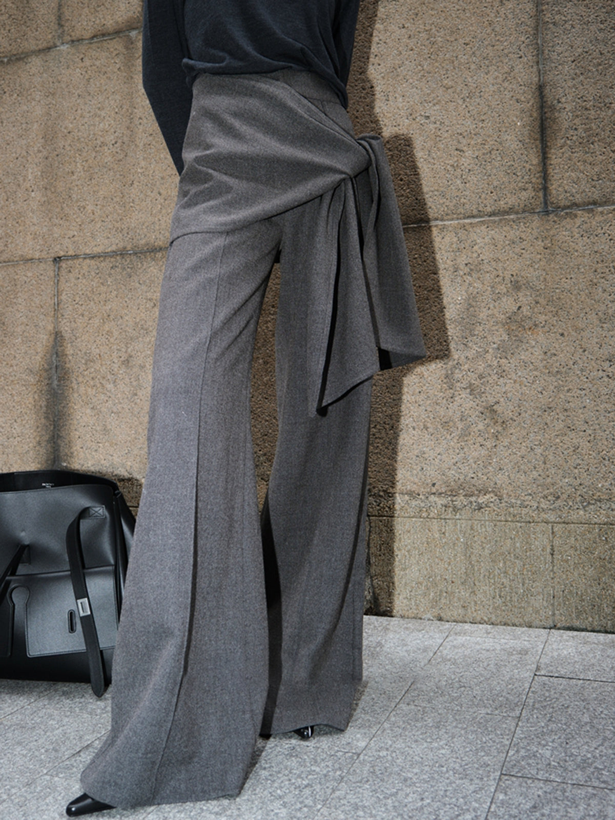 Utility Mid-Waist Knotted Design Pants-Mesadic