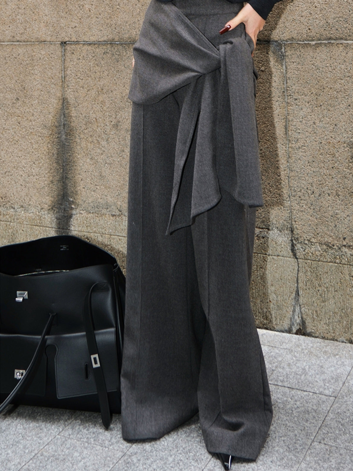 Utility Mid-Waist Knotted Design Pants-Mesadic