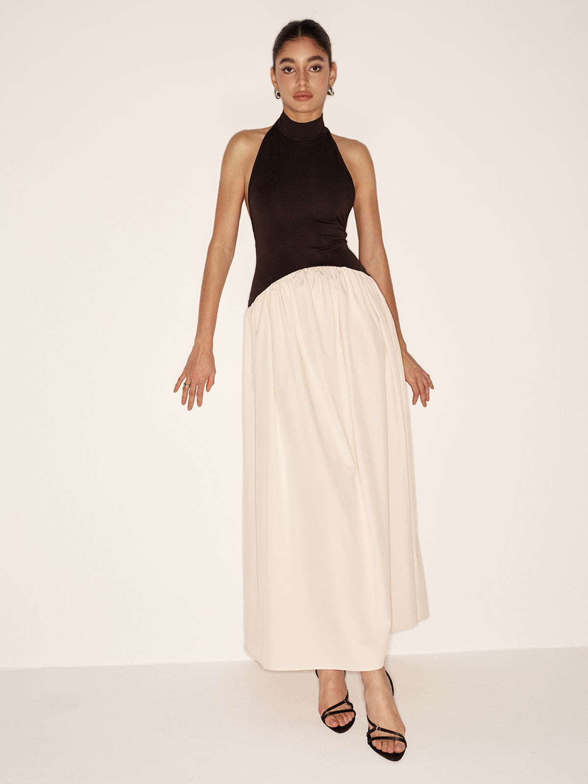 Color Block Sleeveless Long Dress-Mesadic