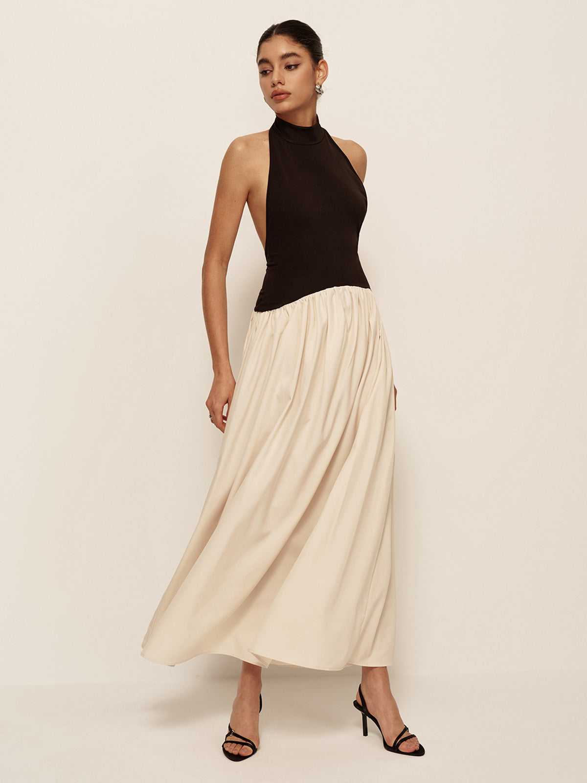Color Block Sleeveless Long Dress-Mesadic