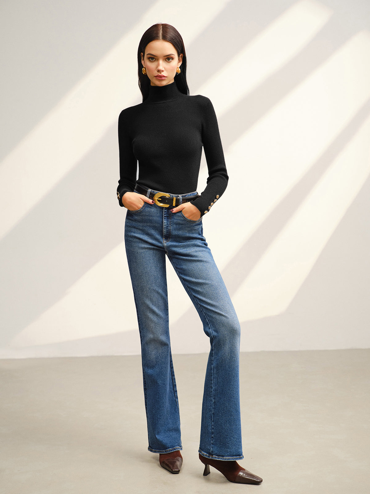 Versatile Mock Neck Skinny Sweater-Trafni