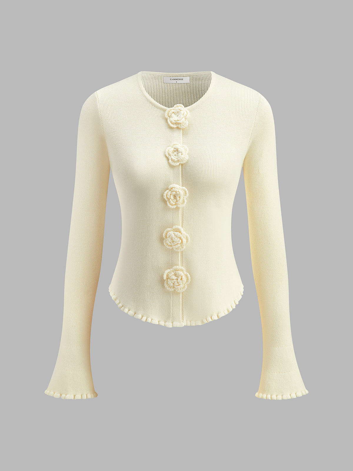 3D Flower Lettuce Trim Cardigan-Mesadic
