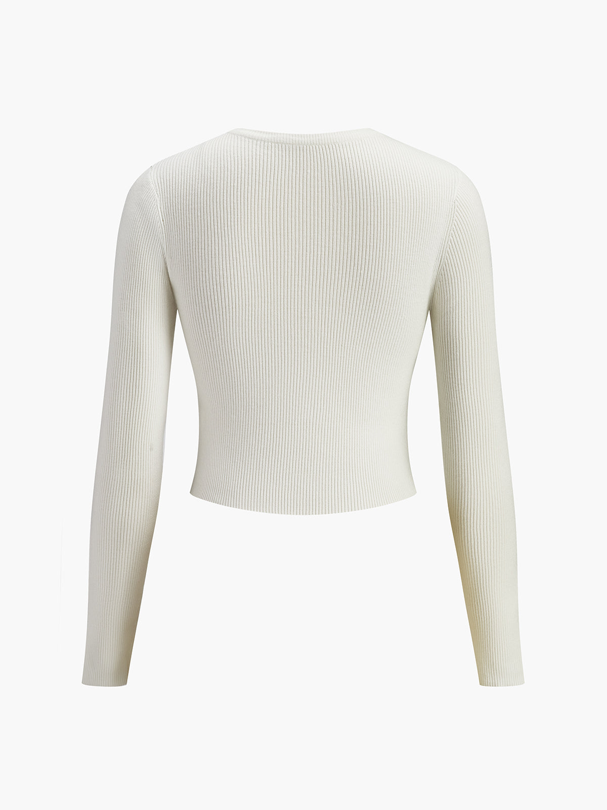 Shoulder-Cutout Ribbed Crop Sweater-Trafni