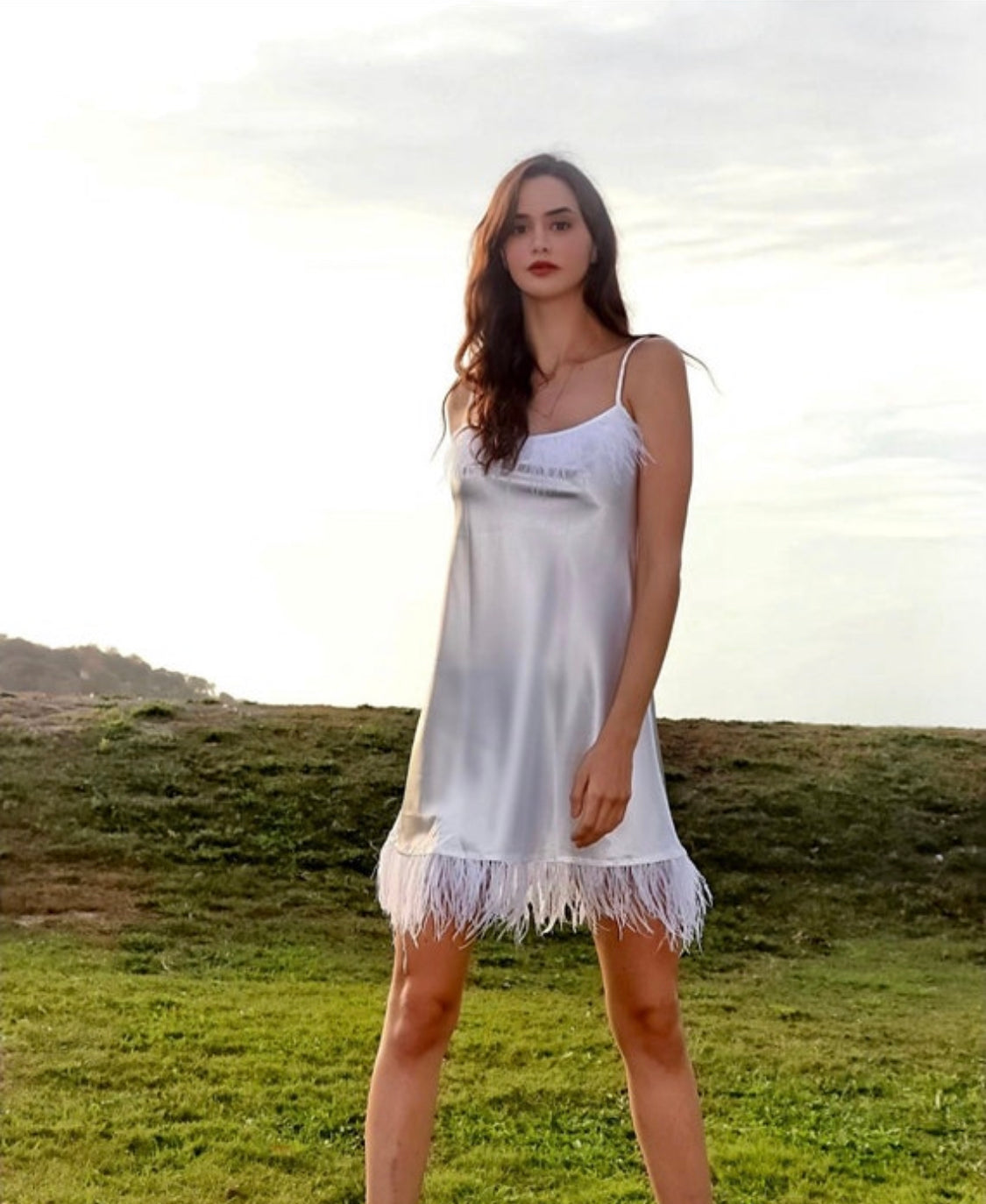 White Feather Bridal Robe & Dress Set-CALLISTARI