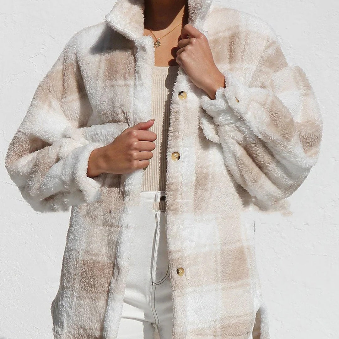 Mabel Plaid Teddy Jacket-CALLISTARI