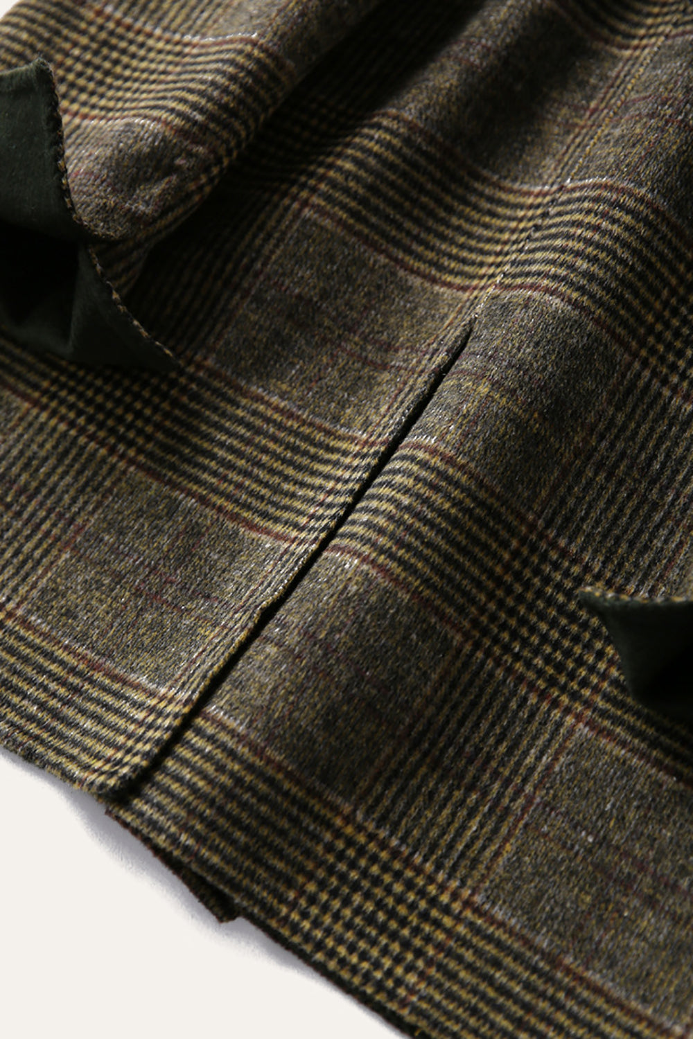 Grey Wool Blend Plaid One Button Lapel Neck Coat-CALLISTARI