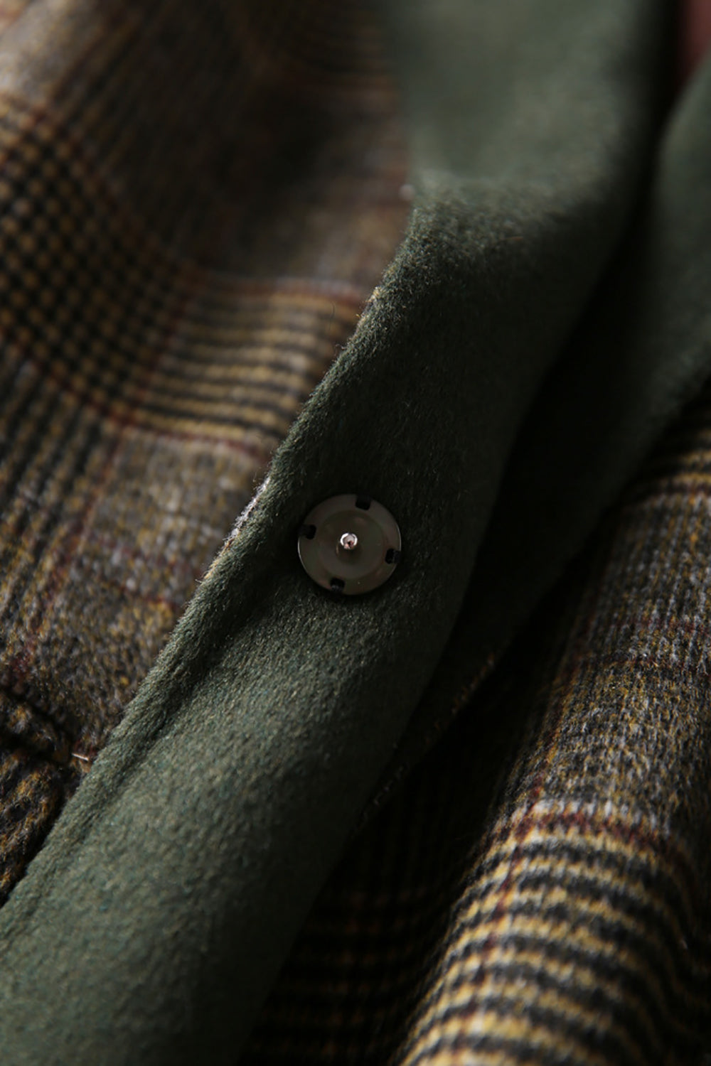 Grey Wool Blend Plaid One Button Lapel Neck Coat-CALLISTARI