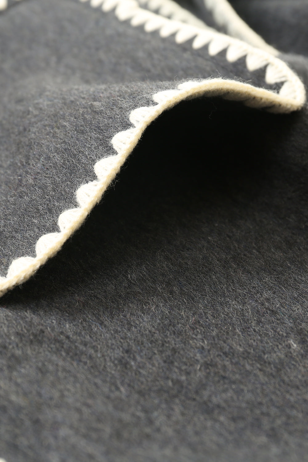 Dark Grey Oversized Wool Blend Coat with Scarf-CALLISTARI