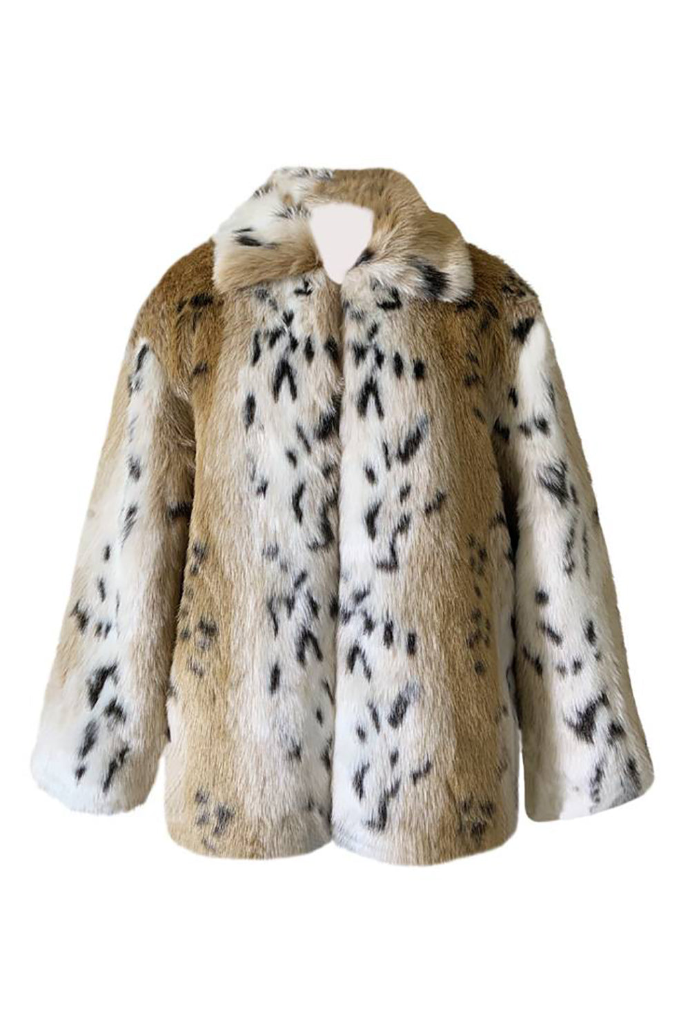 Khaki Print Long Faux Fur Coat-CALLISTARI