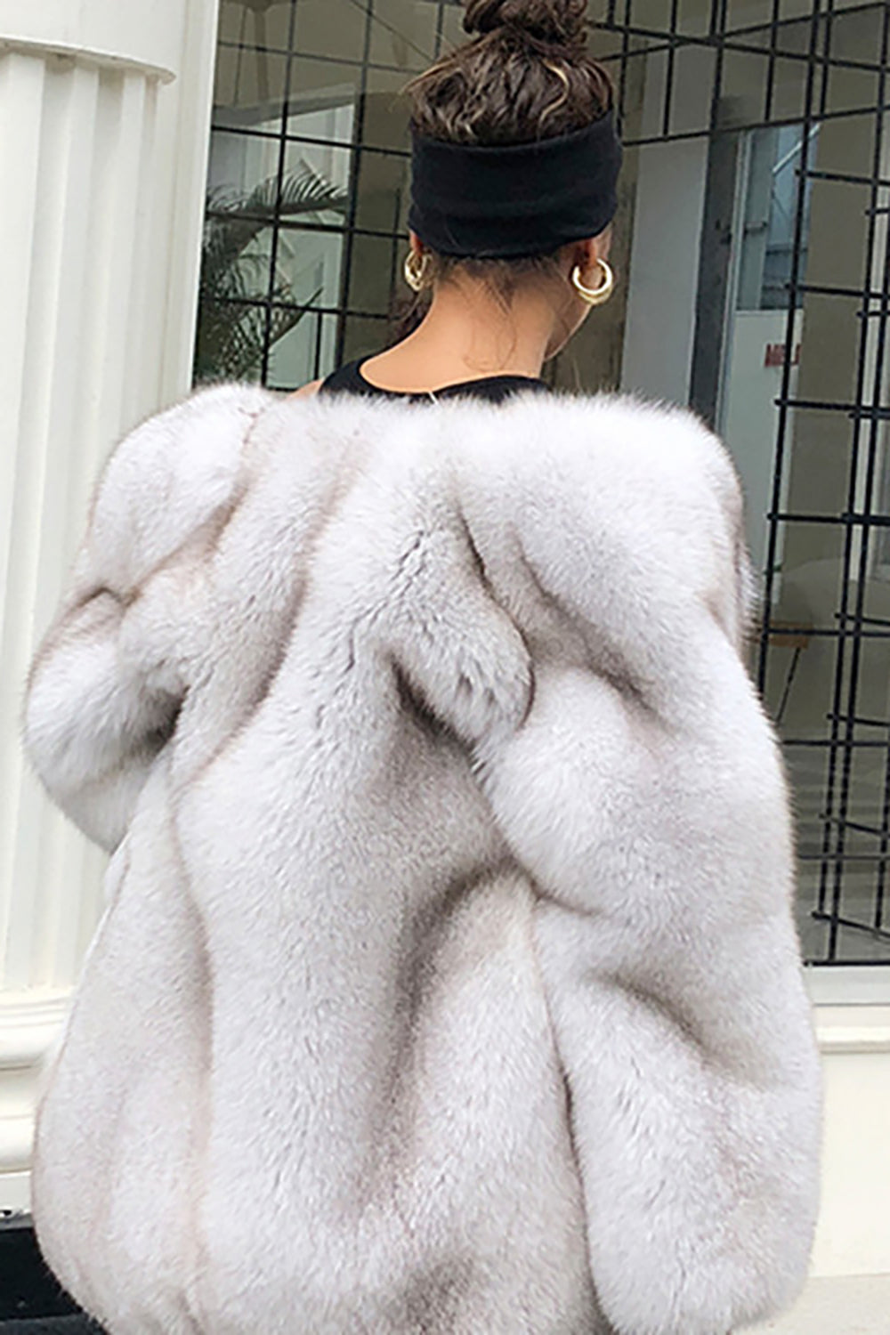 White Oversized Open Front Faux Fur Women Coat-CALLISTARI