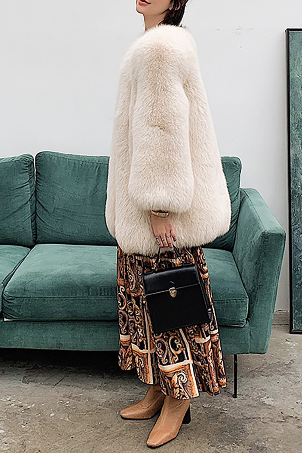 Hot Pink Shawl Lapel Oversized Faux Fur Women Coat-CALLISTARI