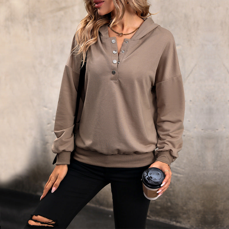 Casual Button Pullover Sweatshirt Hoodie-CALLISTARI