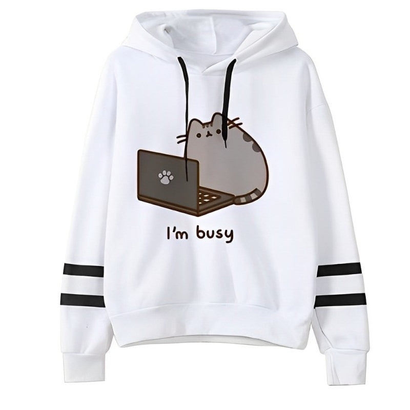 Casual Fleece Pusheen Printed Hoodie-CALLISTARI