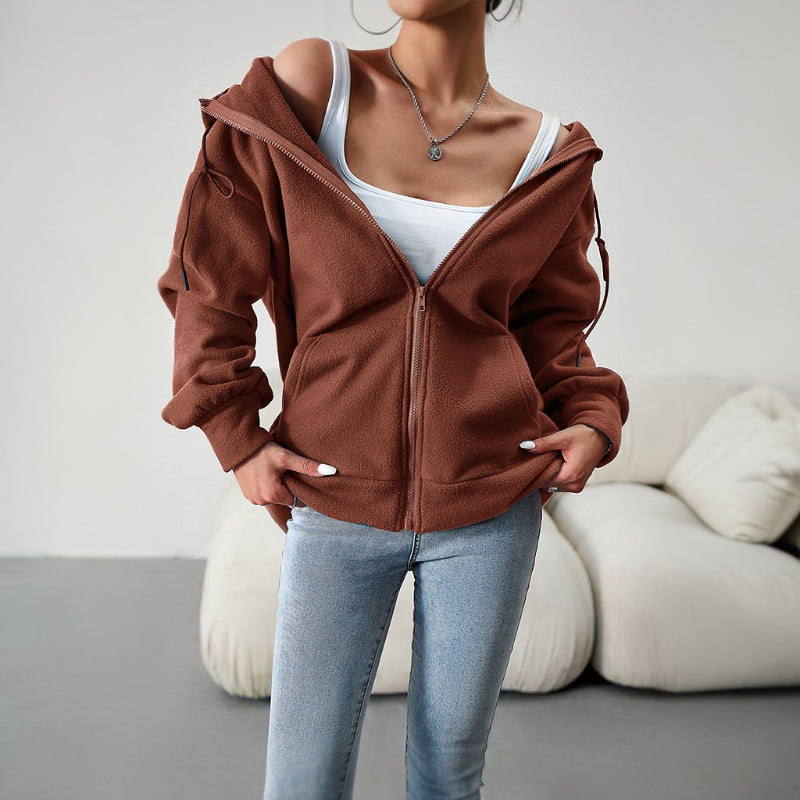 Casual Zipper Hooded Loose Cardigan Jacket-CALLISTARI