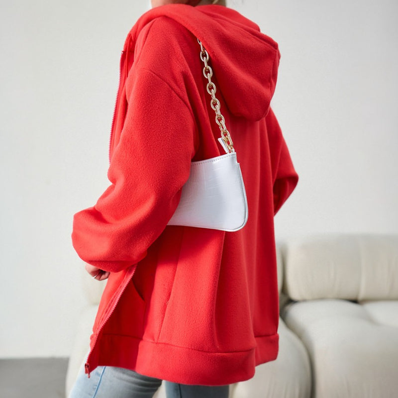 Casual Zipper Hooded Loose Cardigan Jacket-CALLISTARI