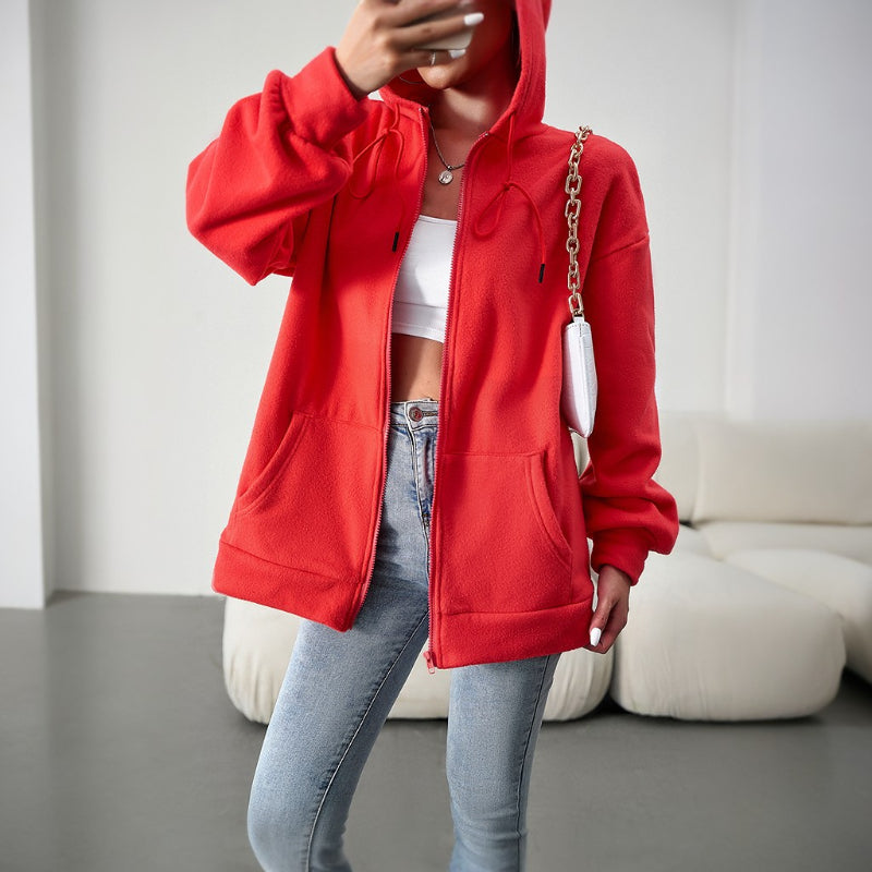 Casual Zipper Hooded Loose Cardigan Jacket-CALLISTARI