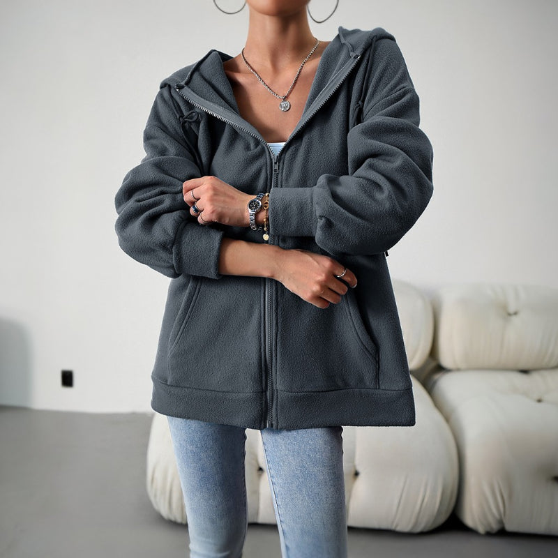 Casual Zipper Hooded Loose Cardigan Jacket-CALLISTARI