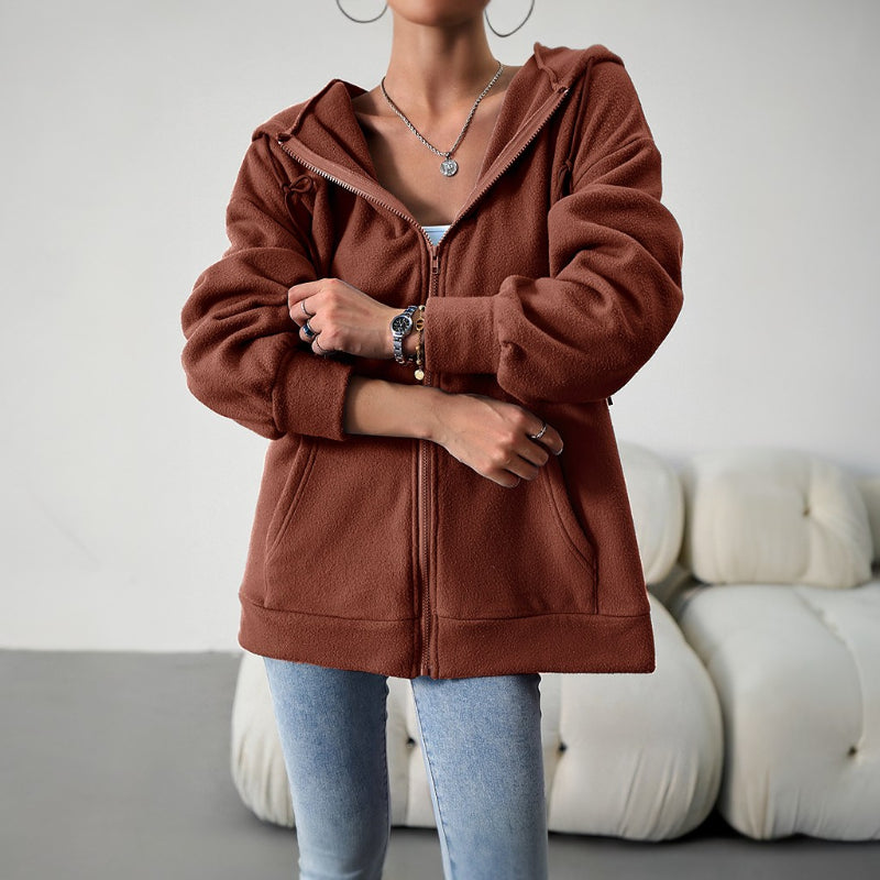 Casual Zipper Hooded Loose Cardigan Jacket-CALLISTARI