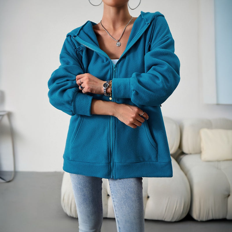 Casual Zipper Hooded Loose Cardigan Jacket-CALLISTARI