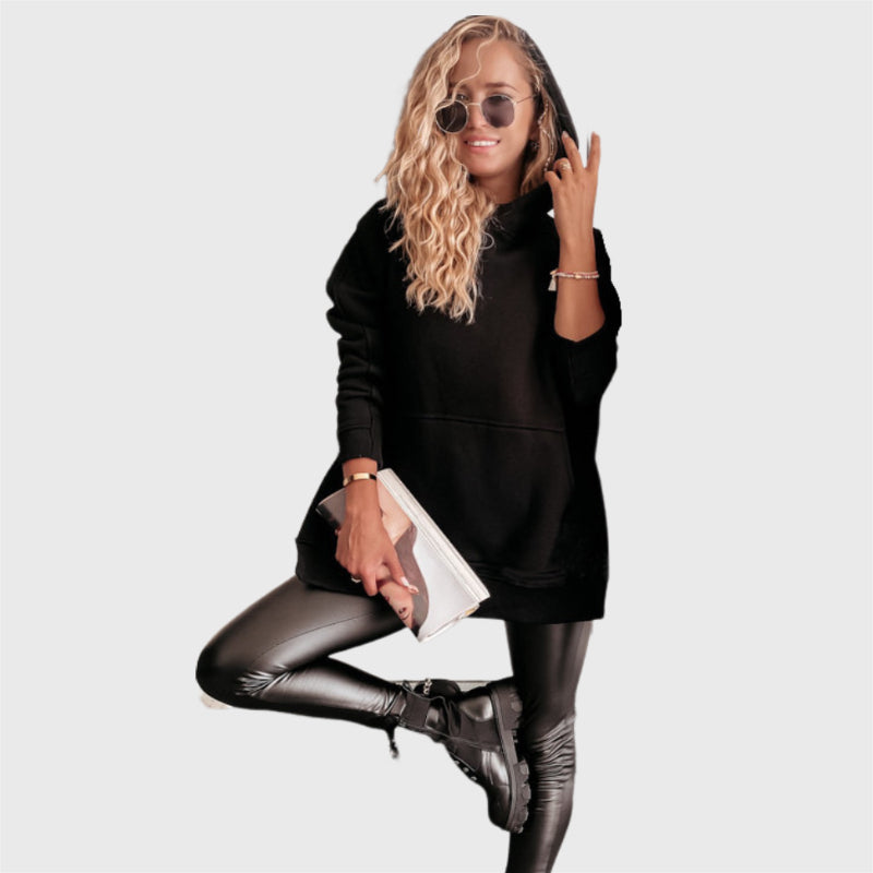 Casual Long Sleeve Side Slit Sweater Hoodie-CALLISTARI